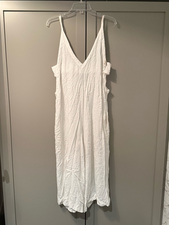 Imsy Pants - Imsy White Linen Style Beach Cover up Jumpsuit/Romper - One Size